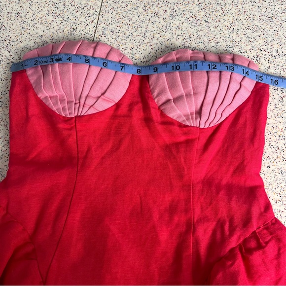 The Wolf Gang Cece Strapless Mini Dress Women’s Size S Pink Linen Mermaid Beachy - Picture 9 of 11